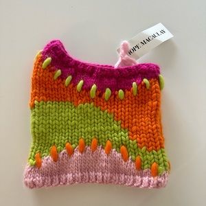 NWT Hope Macaulay Love Chunky Knit Wave Mini Skirt Pink Merino Wool